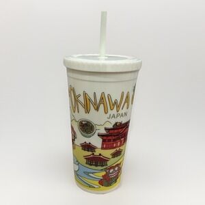 Okinawa‎ Japan Plastic Tumbler with Lid 20oz Whereto Happy Manta Studio